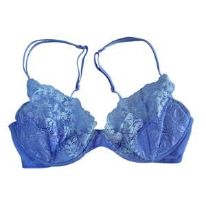 34D NWT Y2k VTG Victoria’s Secret Purple Silver Lace Underwire Bra Rare Sexy